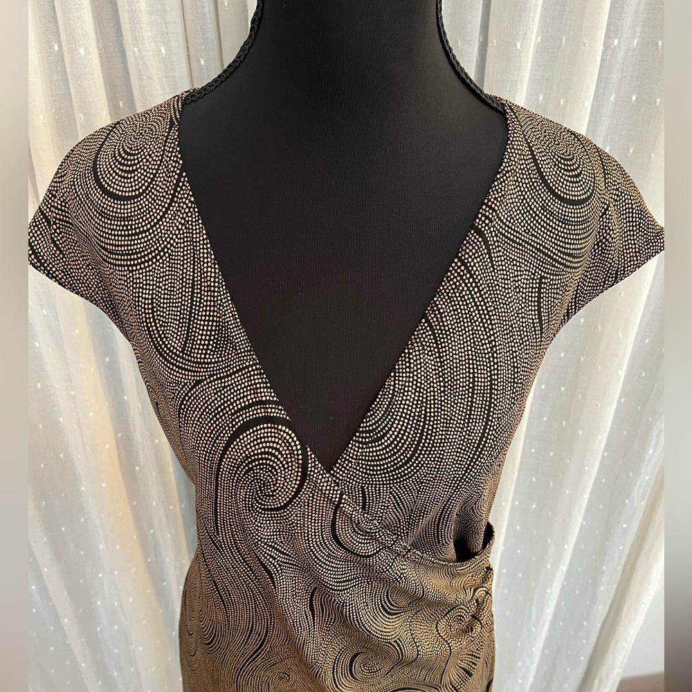 90s Connected Apparel Swirl Faux Wrap Dress